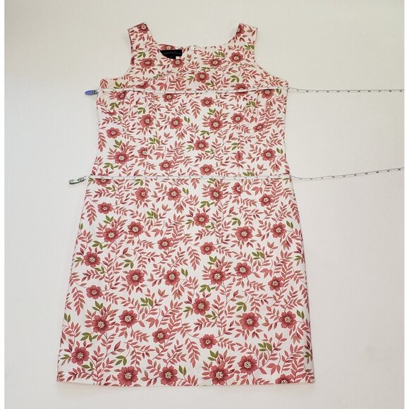 Charter Club Sheath Dress Women's Size 10 Cotton Pink Poppy Floral Zipper VTG - Picture 7 of 16